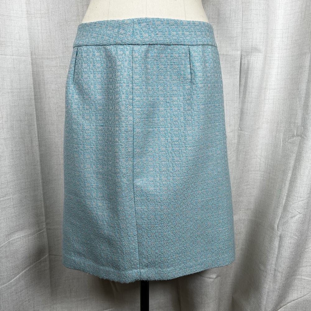 NEW! Banana Republic Tweed Pencil Skirt Lined Women's Sz 12 Turquoise Sky Blue
